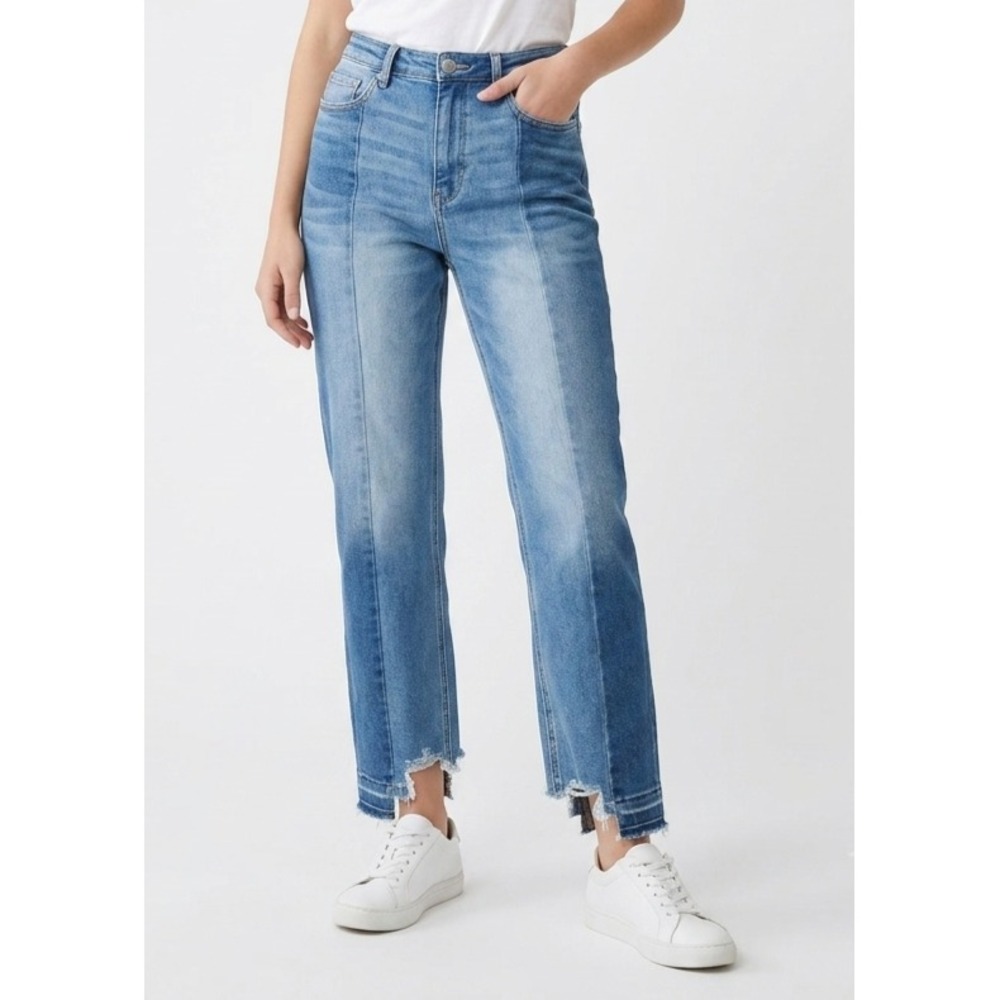 Flying Monkey Straight Jeans Womens 29 Blue Distressed High Rise Y2K Boho Hippie